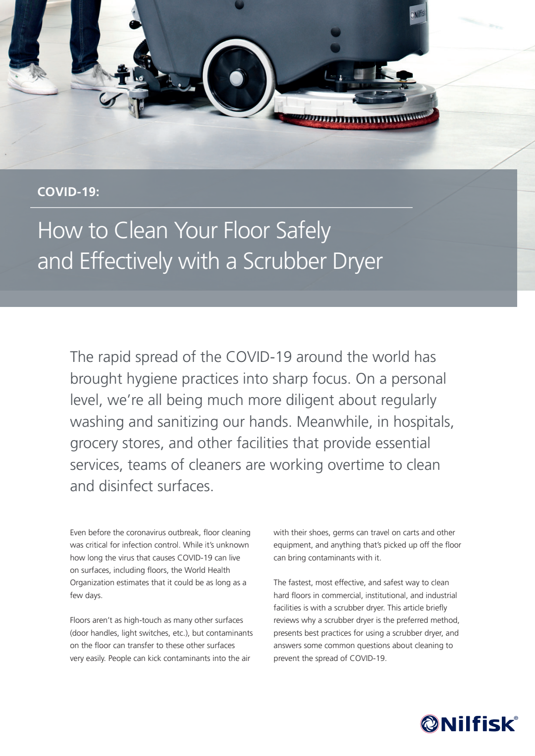 EN Covid19 Safe And Effective Cleaning With Nilfisk Scrubber Dryer Brochure