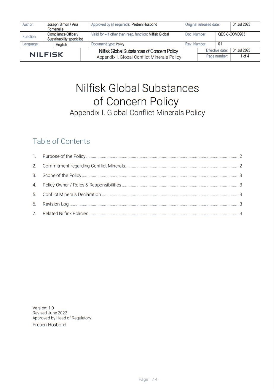 Nilfisk GCM Policy